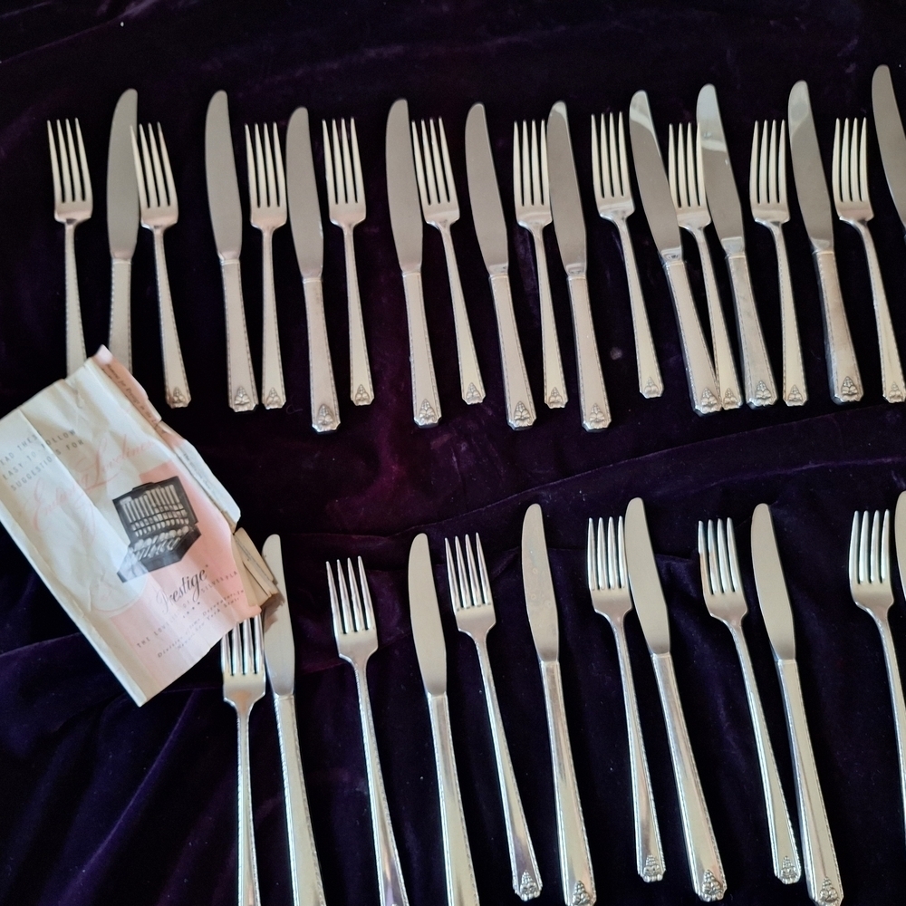 Prestige Silver Plate Vintage Prestine Forks and Knife  Set Lot 2 - Picture 11 of 16